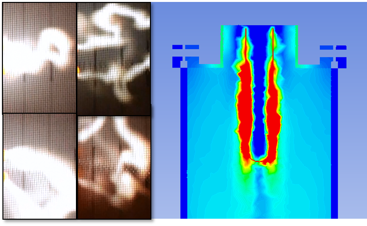 Plasma-Filamente Simulation und Aufnahmen