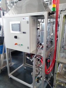 Pilot plant for catalytic methanation with gas control unit.