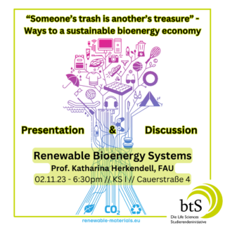 Zum Artikel "Sustainable bioenergy systems – Vortrag und anschließende Publikumsdiskussion bei der Life Sciences Studierendeninitiative"